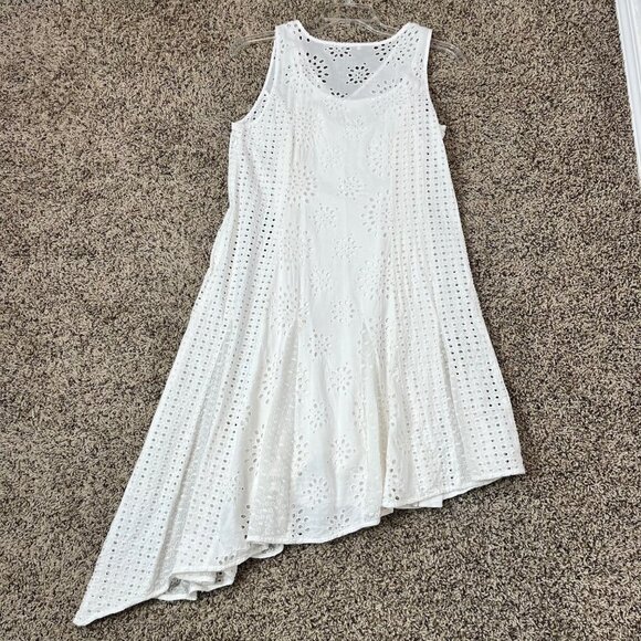 Sundance Jasper Springs White Embroidered Eyelet Dress Size 10 Asymmetrical - Picture 6 of 8